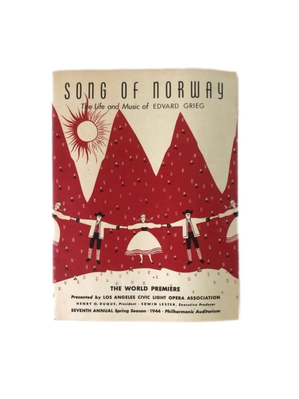 Los Angeles Opera playbill 1944 “Song of Norway” Edvard Grieg Spring vintage